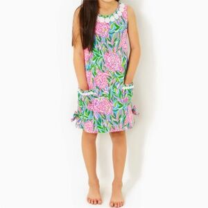 LITTLE GIRL'S & GIRL'S LILLY KNIT SHIFT DRESS IN FRENCHIE BLUE TURTLEY IN LOVE